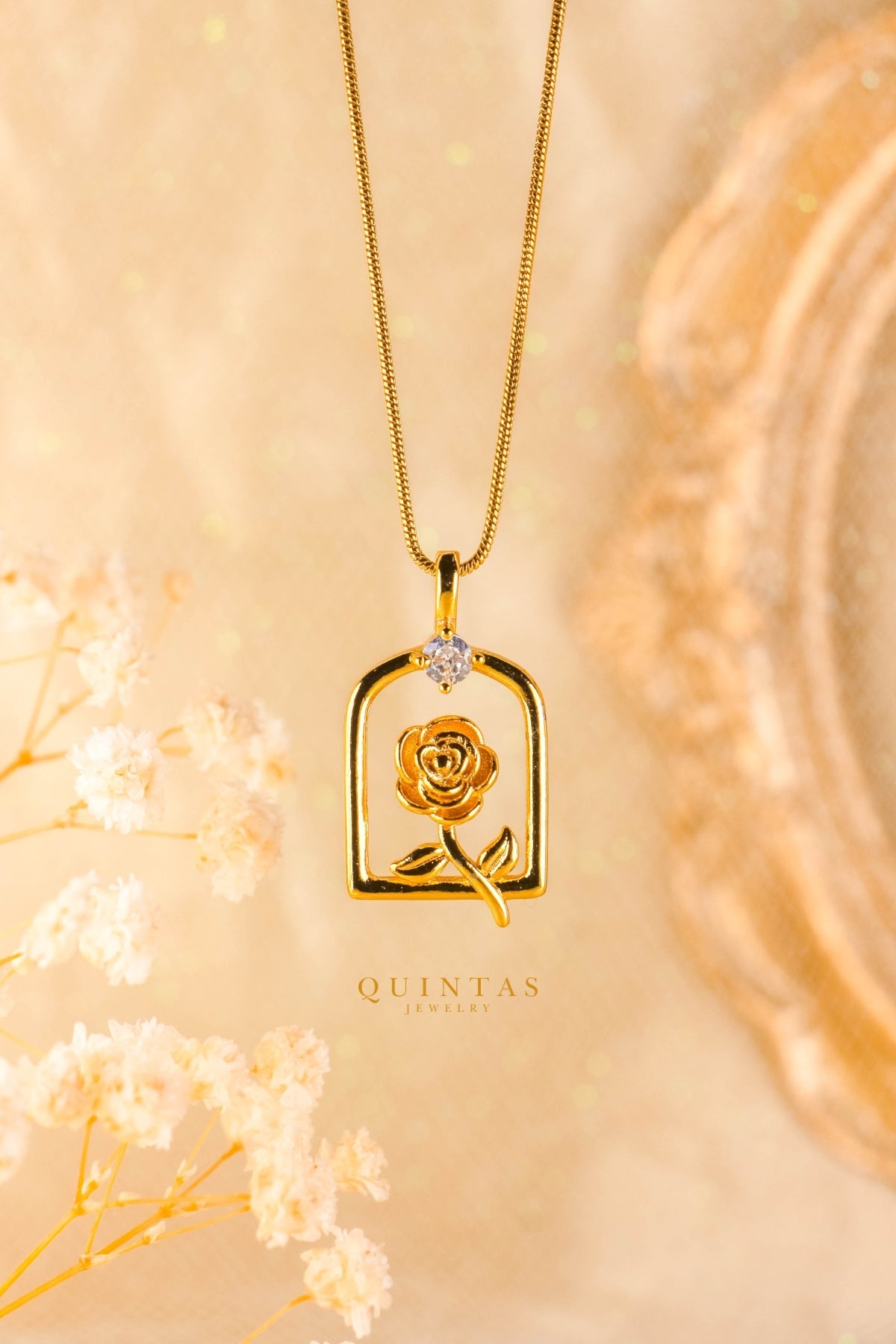 Belle's Diamond Rose Necklace