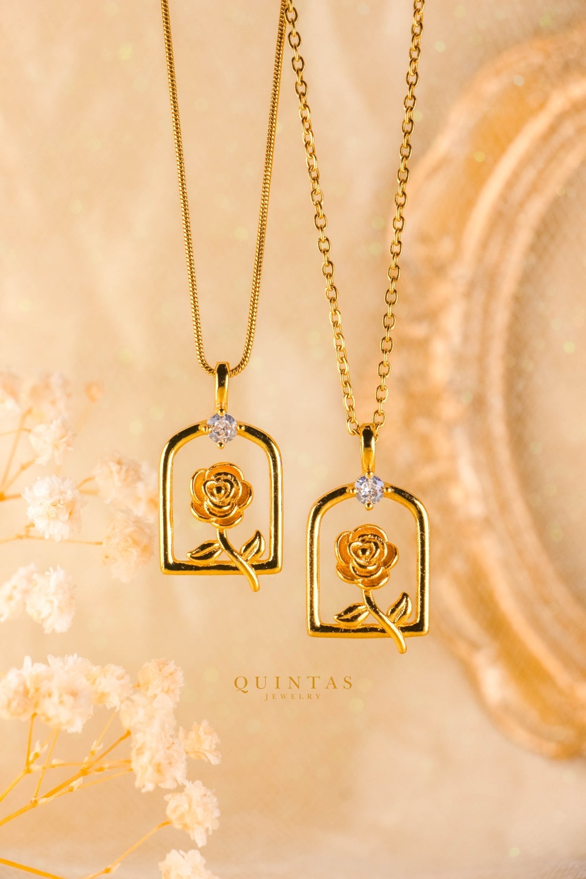 Belle's Diamond Rose Necklace