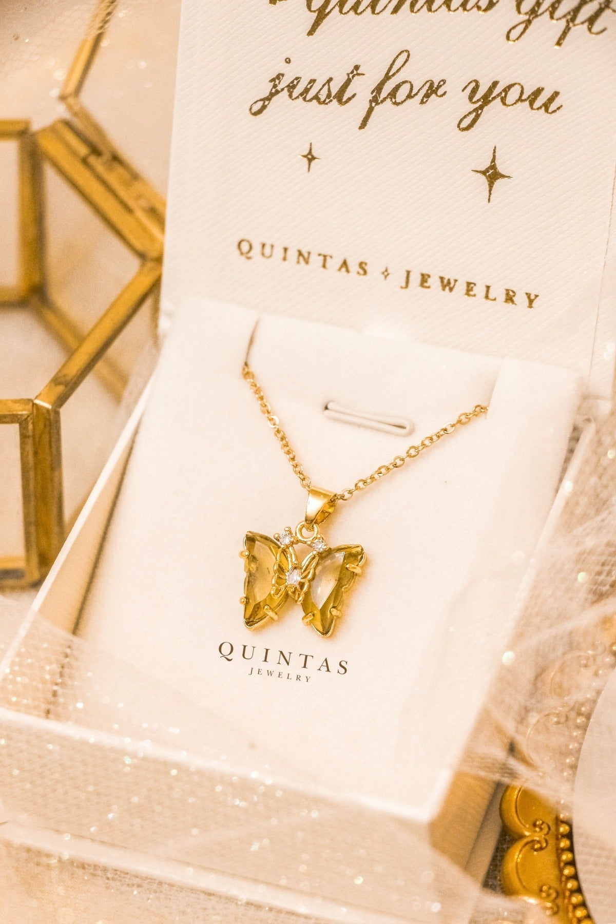 Gemstone Butterfly Necklace