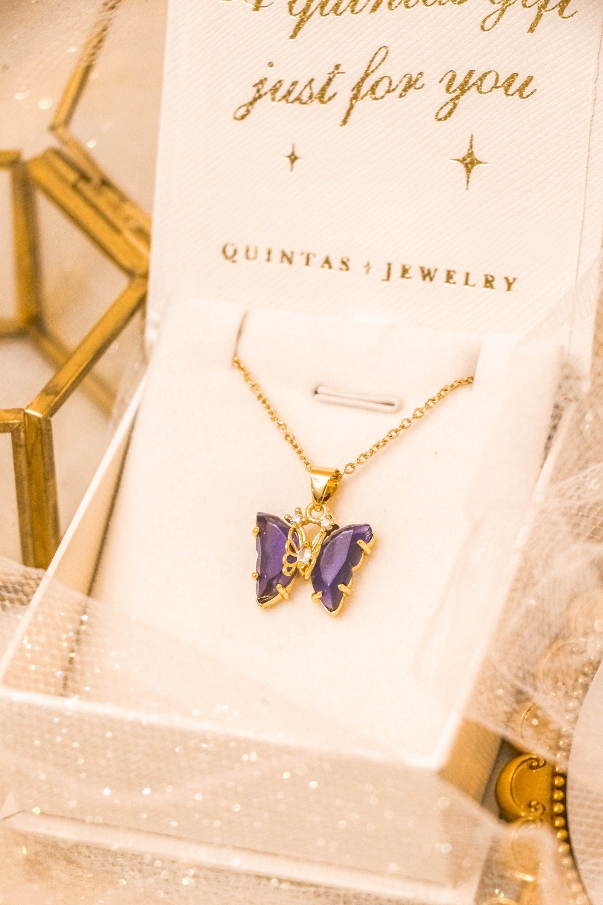Gemstone Butterfly Necklace