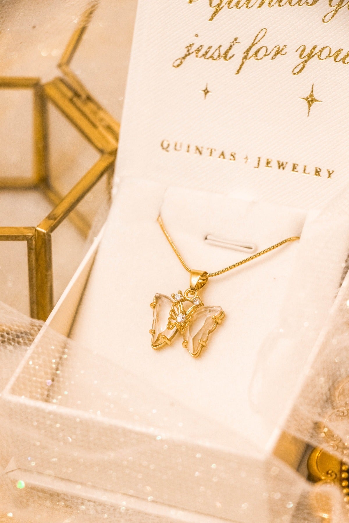 Gemstone Butterfly Necklace
