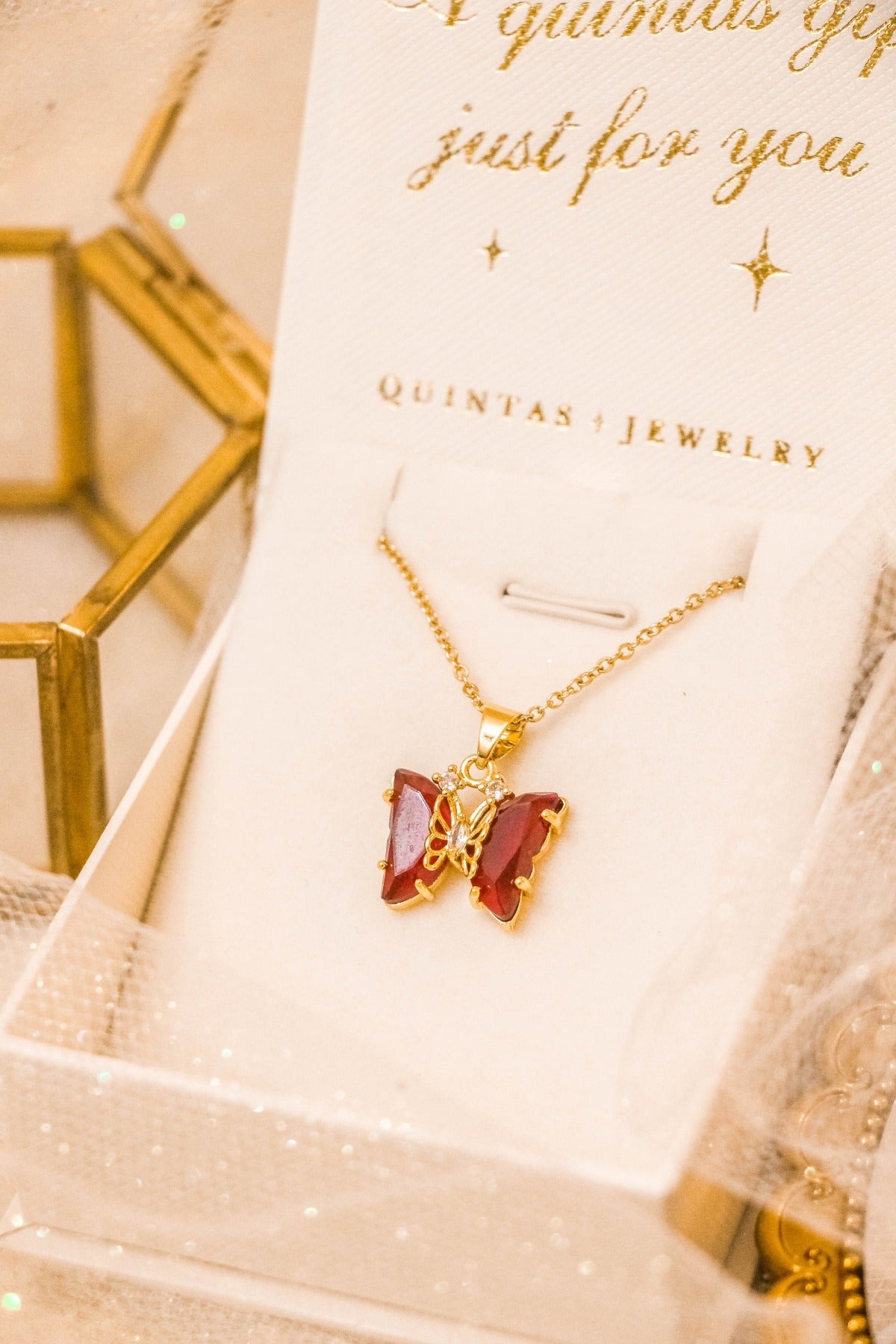 Gemstone Butterfly Necklace