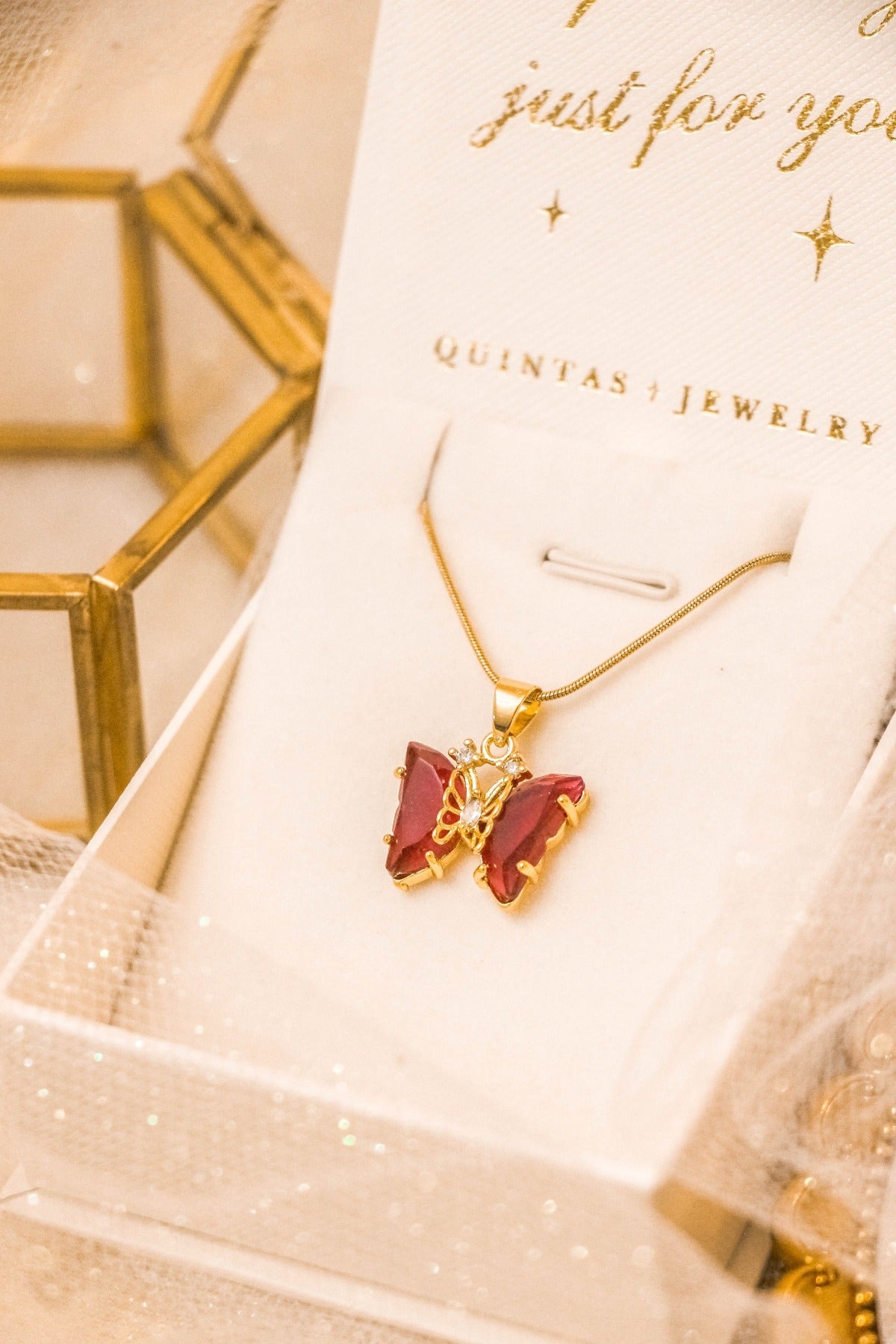 Gemstone Butterfly Necklace