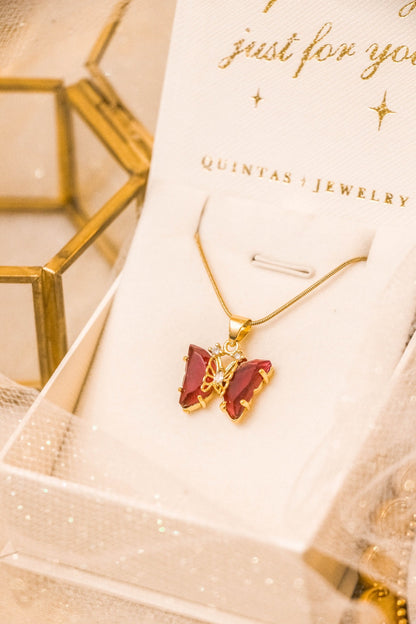 Gemstone Butterfly Necklace