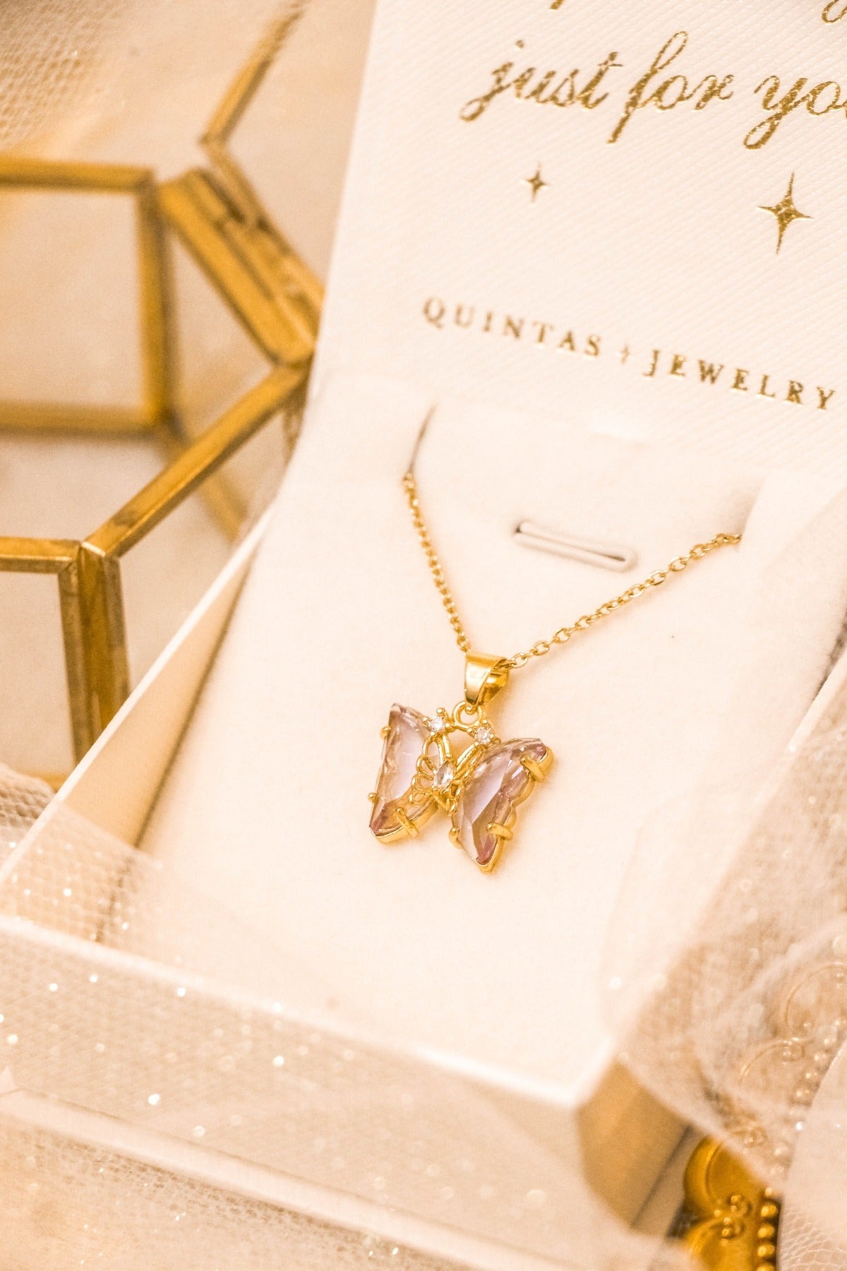 Gemstone Butterfly Necklace