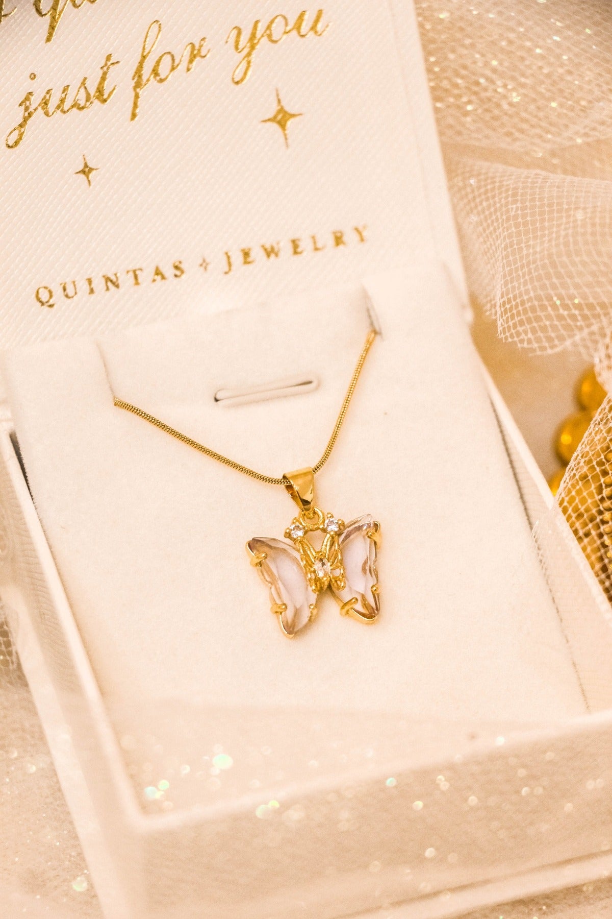 Gemstone Butterfly Necklace