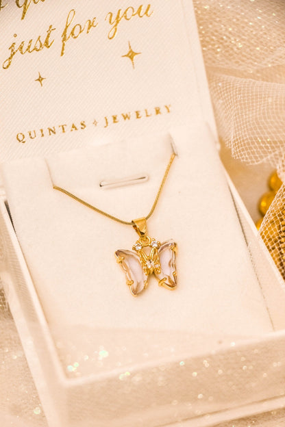 Gemstone Butterfly Necklace