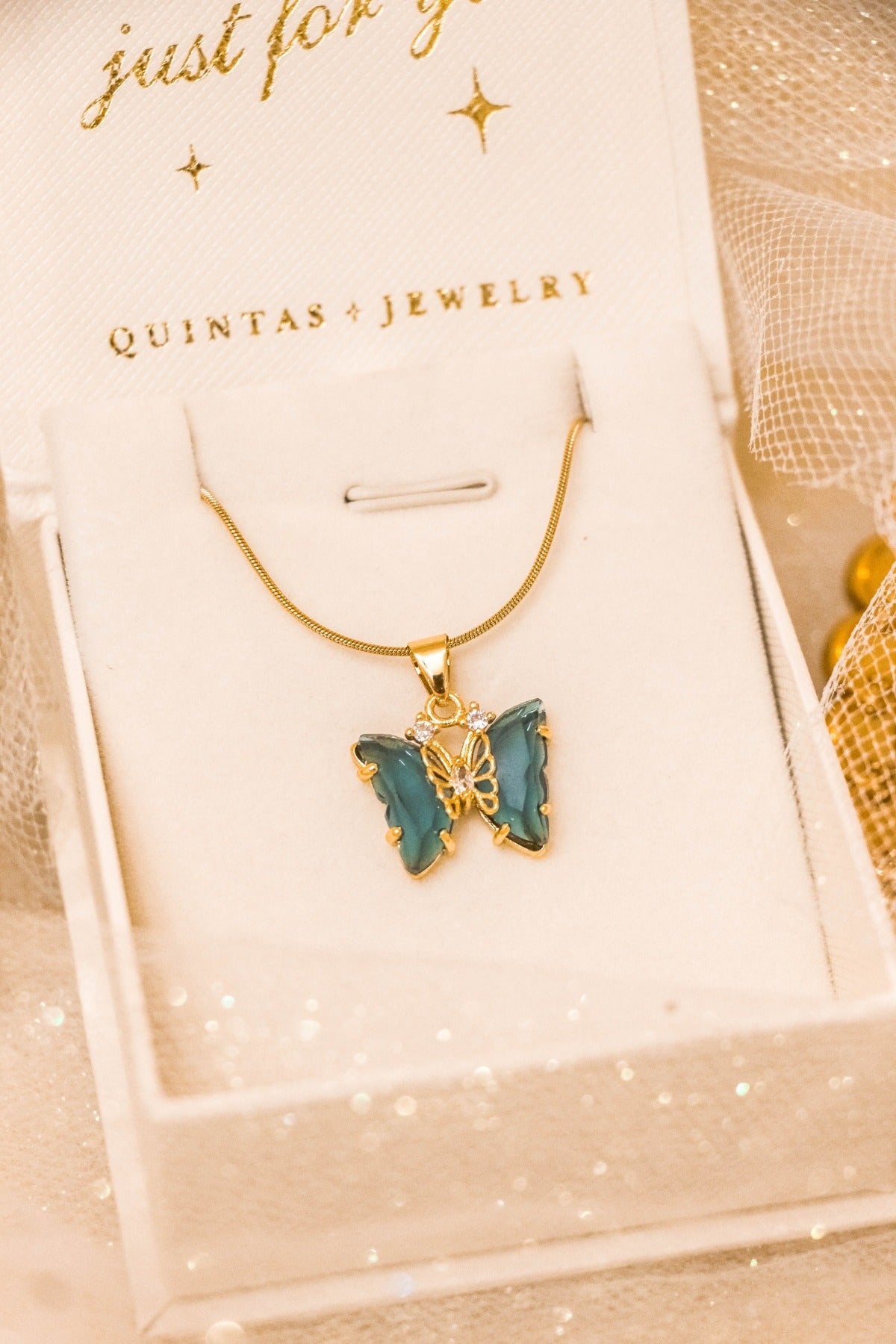 Gemstone Butterfly Necklace