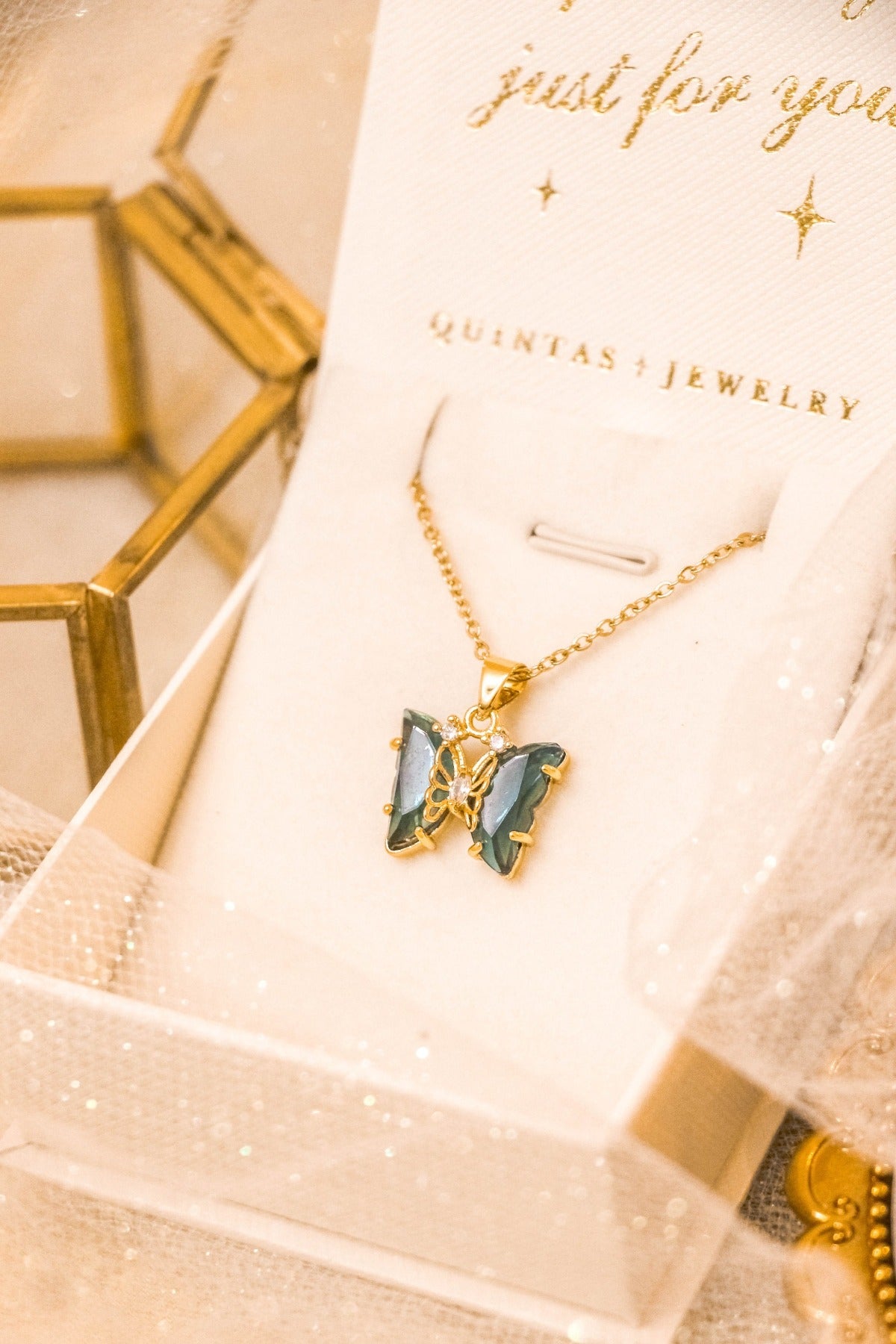 Gemstone Butterfly Necklace