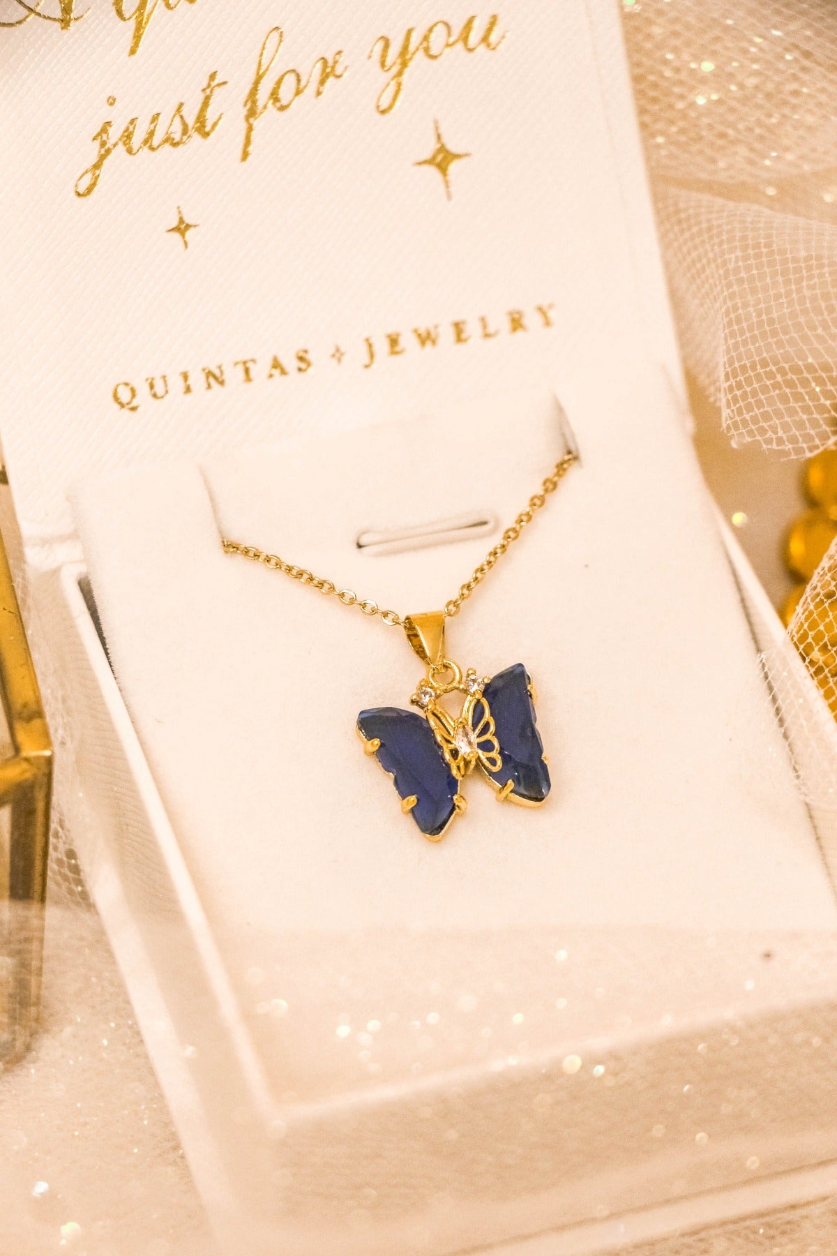 Gemstone Butterfly Necklace