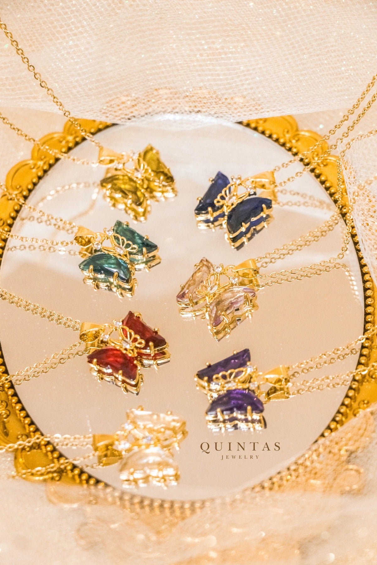 Gemstone Butterfly Necklace