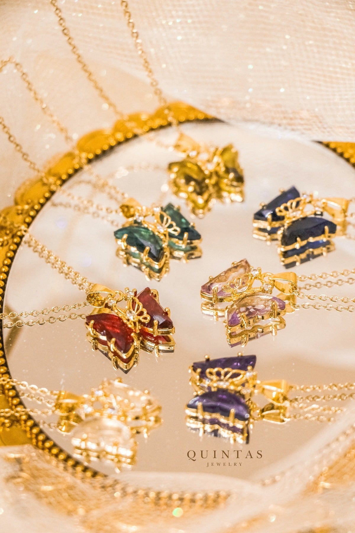 Gemstone Butterfly Necklace