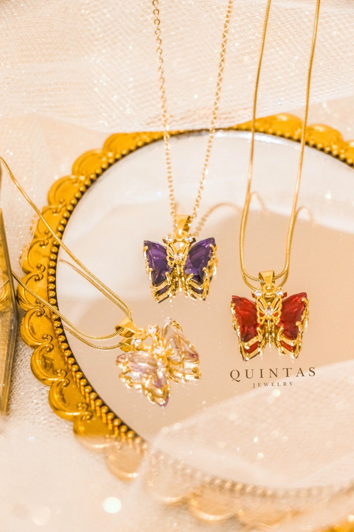 Gemstone Butterfly Necklace