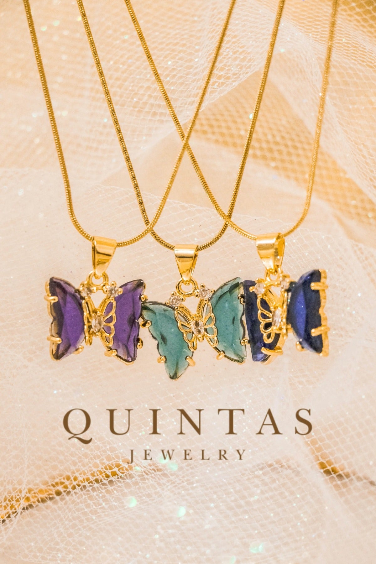 Gemstone Butterfly Necklace
