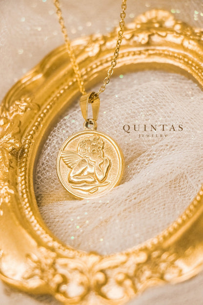 Round Angel Medallion Necklace