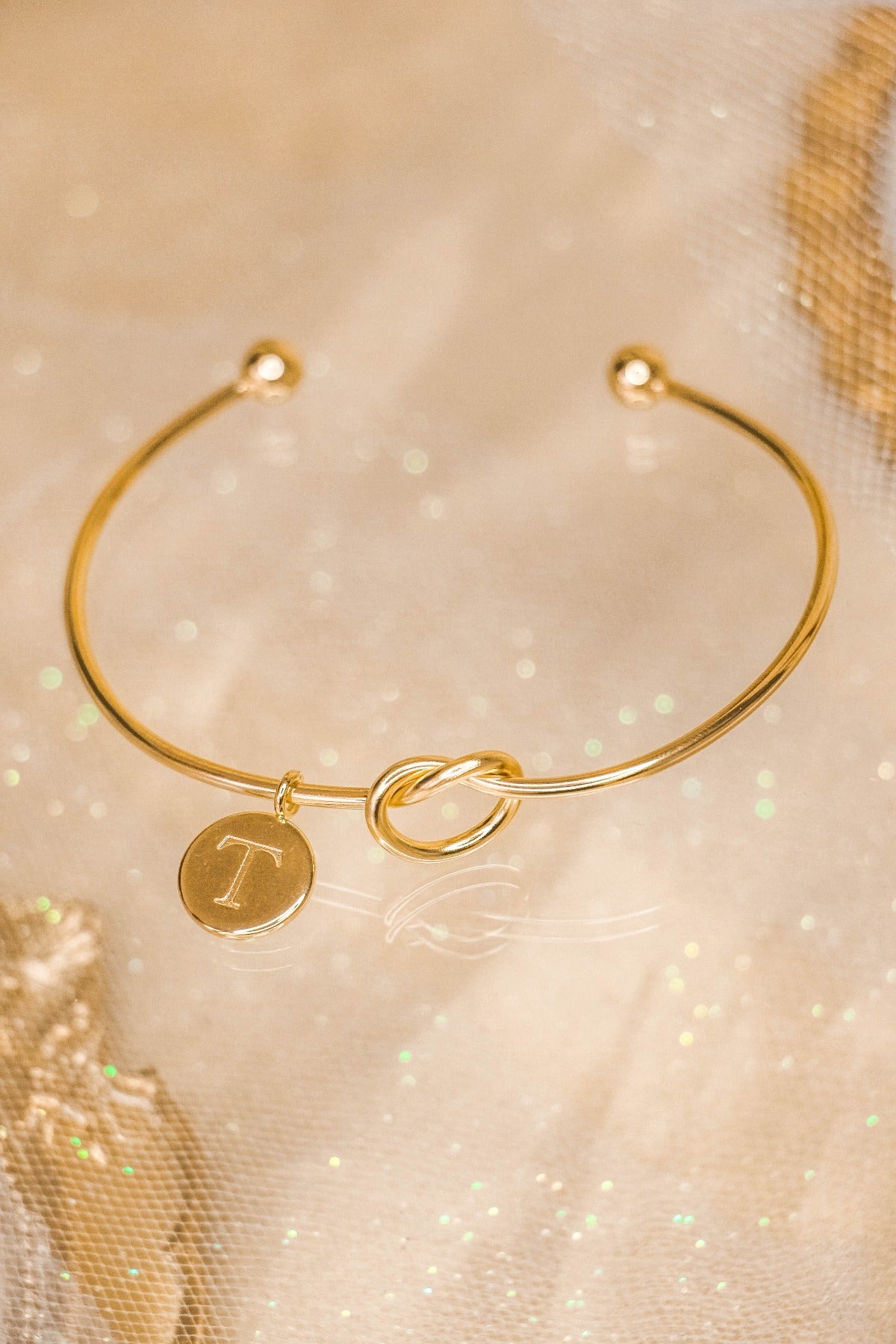 Promise Knot Initial Bangle Bracelet