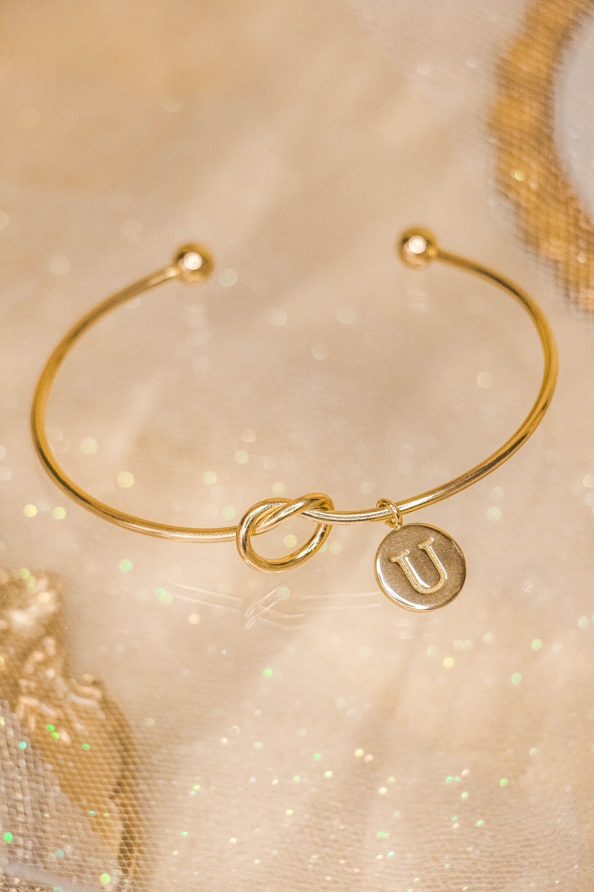 Promise Knot Initial Bangle Bracelet