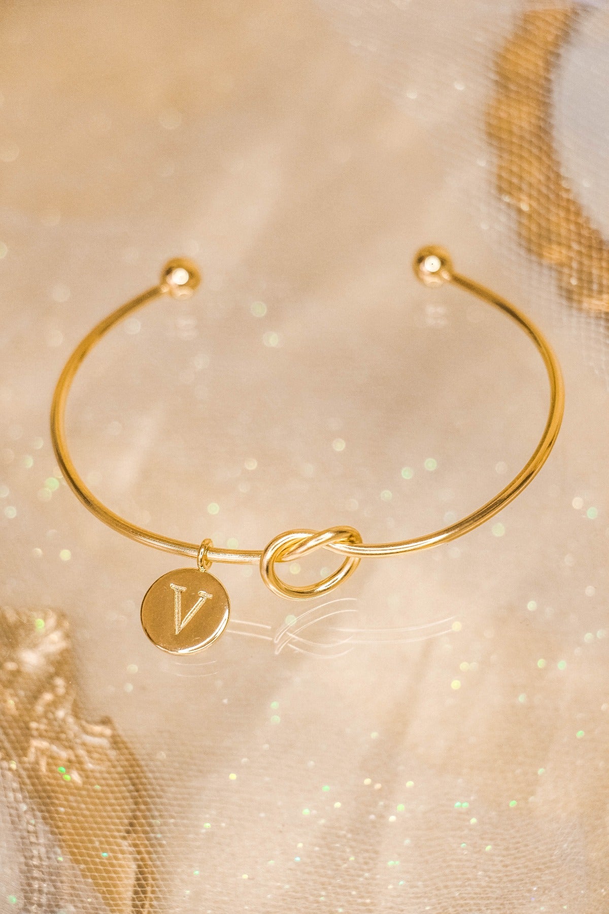 Promise Knot Initial Bangle Bracelet