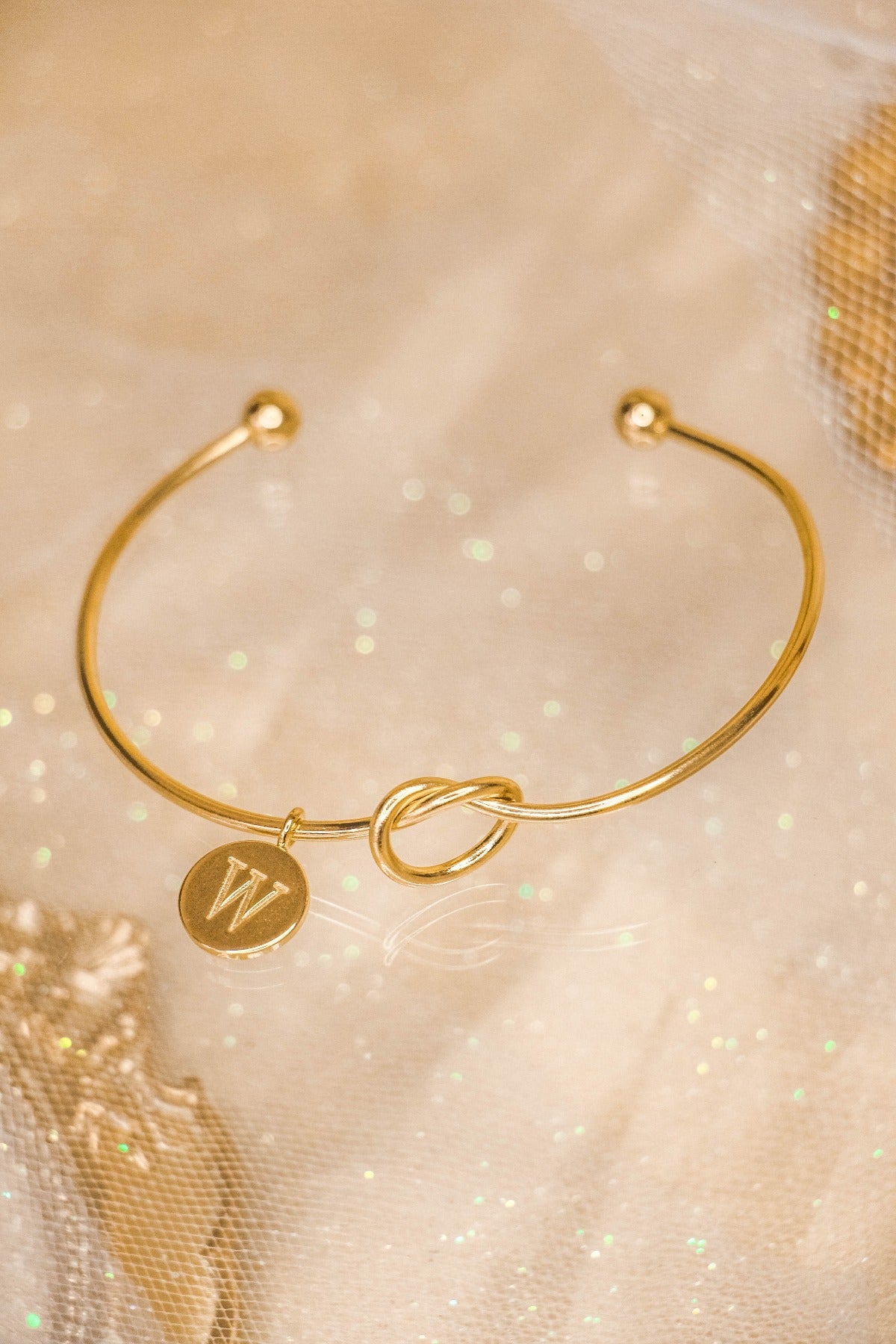 Promise Knot Initial Bangle Bracelet