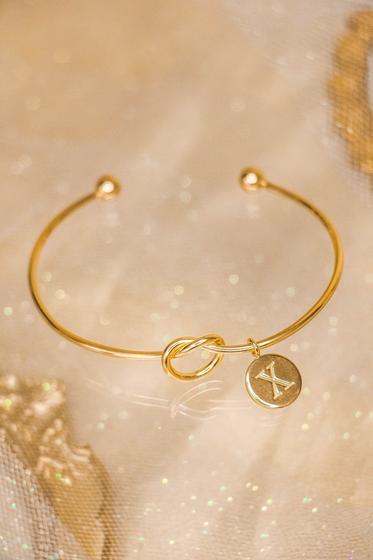 Promise Knot Initial Bangle Bracelet