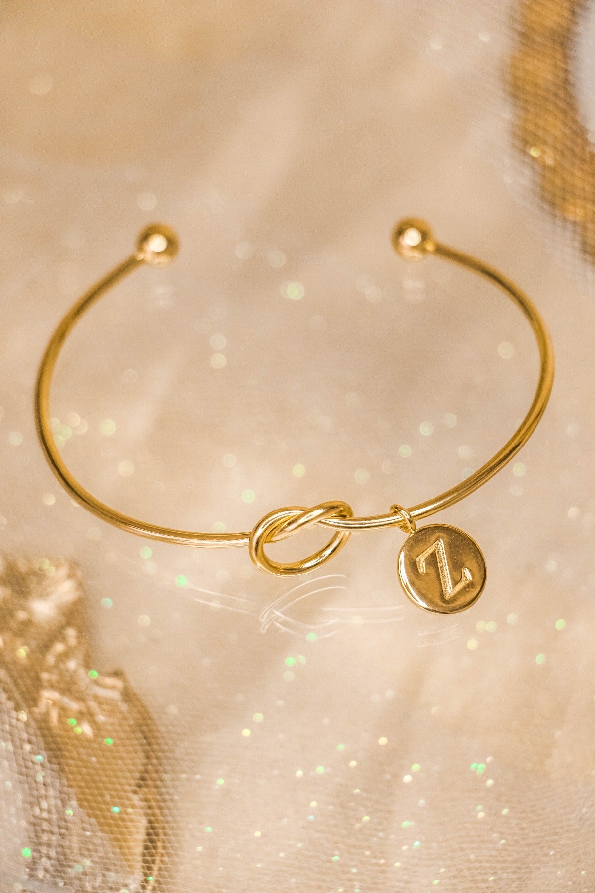 Promise Knot Initial Bangle Bracelet